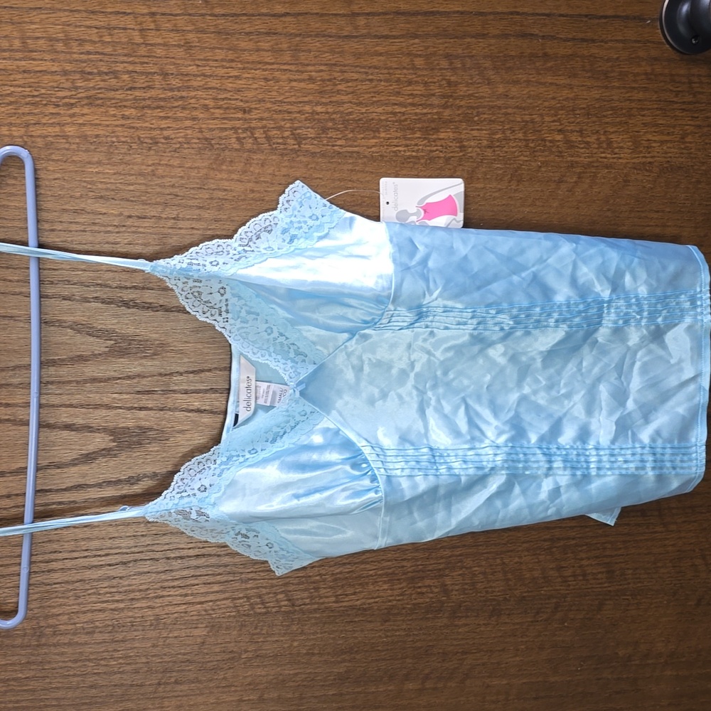 Delicates Blue Silky Lace Camisole